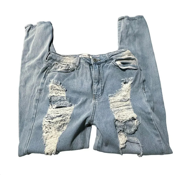 Denim Blvd Los Angeles size 5 Light Blue Jeans Destroyed Distressed Grunge - Picture 5 of 9